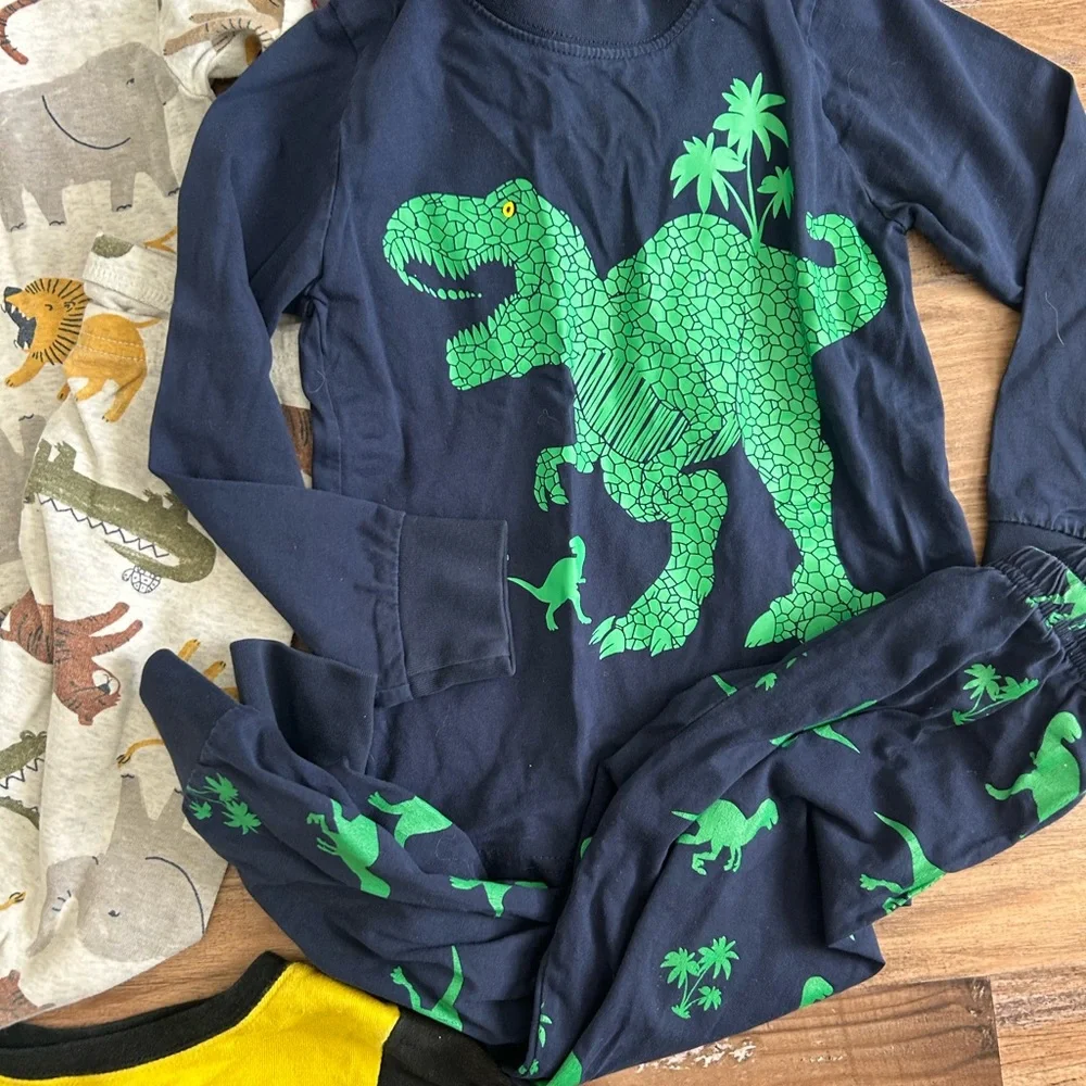 Mixed Boys Pajama Bundle with Dinosaur, Batman & Animal Prints - Picture 6 of 10